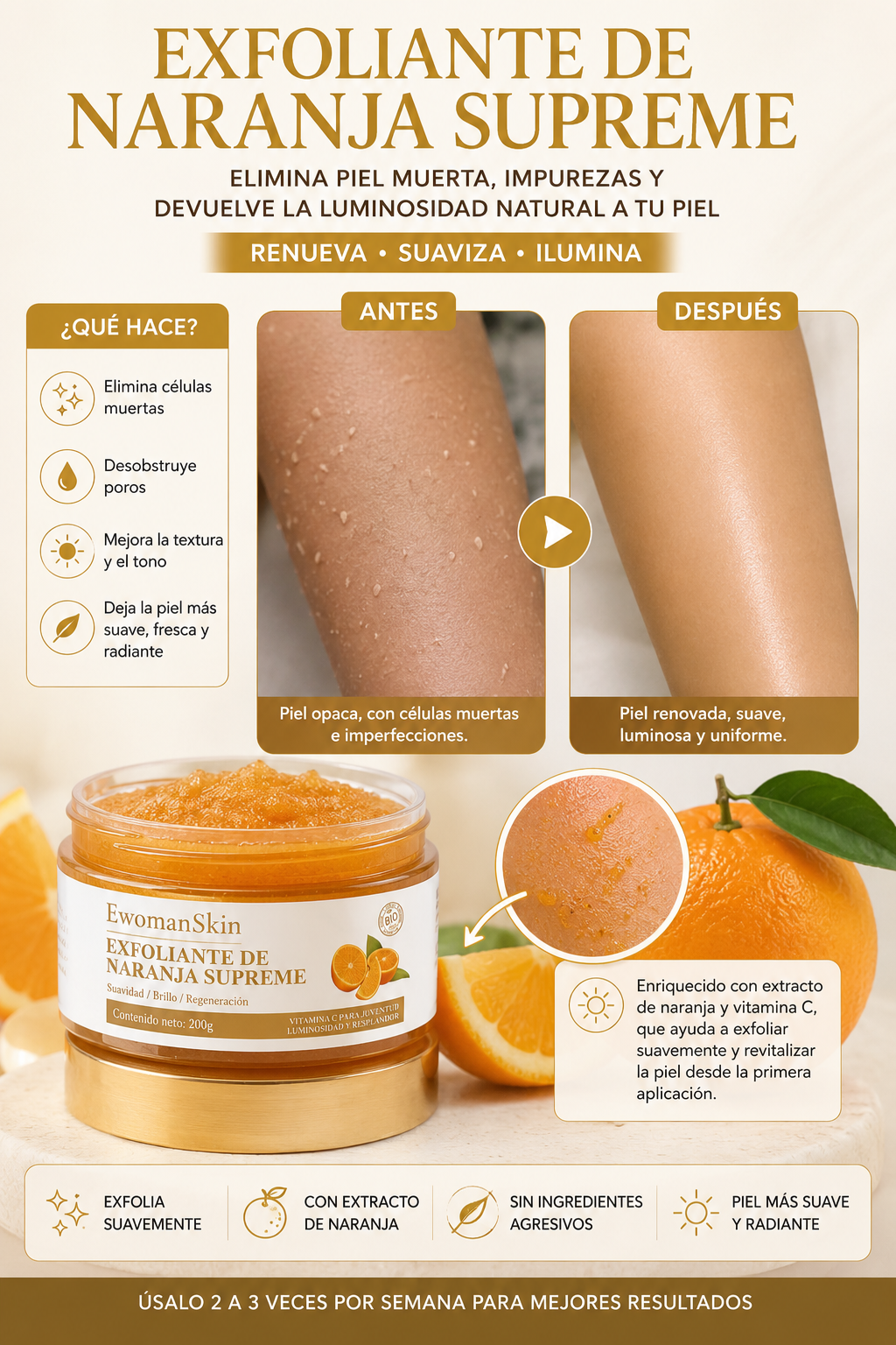 Exfoliante Corporal Renovador Eliminador de Piel Muerta